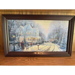 Thomas Kinkade A Holiday Gathering Illuminated Canvas Print 21"x12" #B8402 Frame